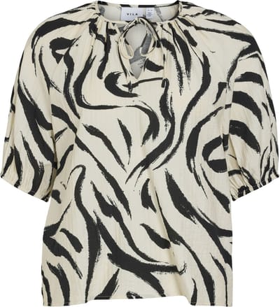 Vila T-shirt Viclo 2/4 V-neck Top - Noos 14102609 Birch/marble Swi Dames Maat - 38