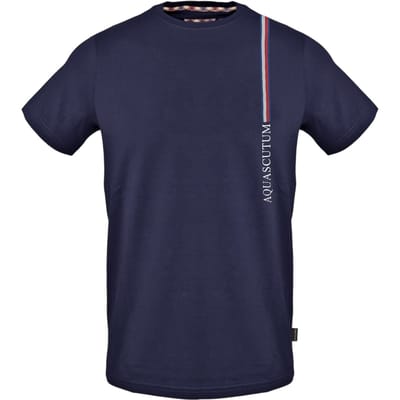Aquascutum Heren T-shirt met streepjes (Marine)