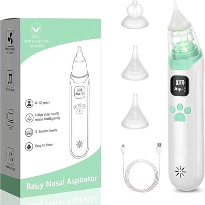 Cuhostki - 1 Stuk - Elektrische Neusreiniger - Baby Neusreiniger - Neuszuiger voor baby's - Elektrische Baby Neuszuiger - Wit - ABS + Siliconen - 3 Zuigniveaus - USB Oplaadbaar - Met Muziek & Licht - Eenvoudig Te Reinigen