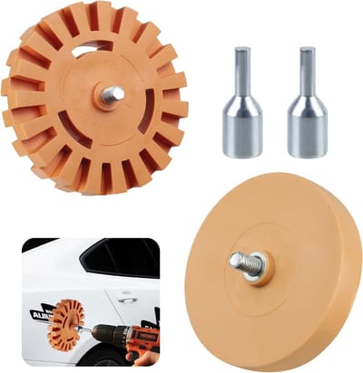 Folie en Stickerverwijderaar - Lijmresten Gum - Voertuig Reinigen - Niet-schurend Rubber - 2 Delen 4 en 3.5 Inch - Oranje