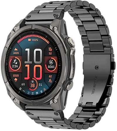 Bandz Stalen bandje geschikt voor Garmin Fenix 9 (43mm) / 9 Pro (43mm) 8 - 43mm / Fenix 7s (Pro - Solar - Sapphire Solar) / Fenix 6s (Pro - Sapphire) / Fenix 5s (Plus - Sapphire) / Epix Pro (Gen 2) 42mm / Instinct 2s - E - Zwart