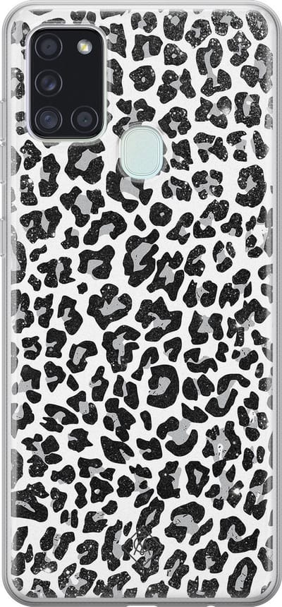 Casimoda® hoesje - Geschikt voor Samsung A21s - Luipaard Grijs - Backcover - Siliconen/TPU - Roze