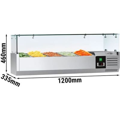 GGM Gastro Kühlaufsatzvitrine PREMIUM - 1200x335mm - 5x GN 1/4 Zilver