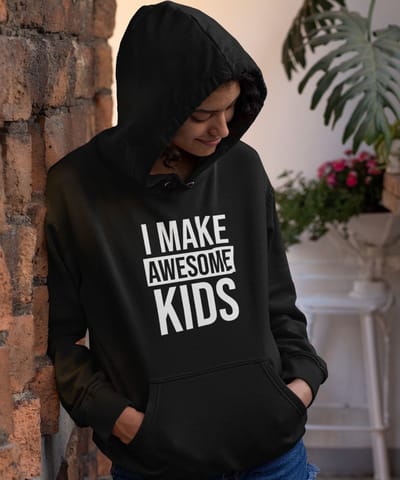 Moederdag Hoodie Awesome Kids - Kleur Zwart | Maat XS | Moederdag Cadeautje Voor Mama's
