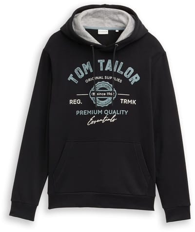 Tom Tailor - Hoodie-sweatshirt met logoprint - Maat S - Almost Black