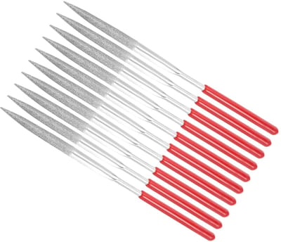 gecoate naaldvijl, | 150 korrel 4 mm schacht 160 mm lengte|, Diamond Half Ronde vijlen Slijpgereedschap - (Toepassingen: voor metaal glas steen), 10-stuks