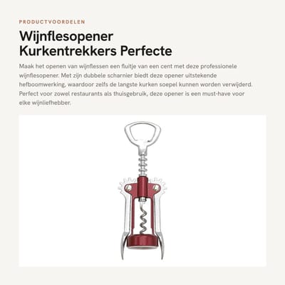 Dailygoods - Wijnflesopener - Kurkentrekkers - Perfecte hefboomwerking - Compact formaat - Handig voor wijnliefhebbers - Ideaal voor thuis en horeca