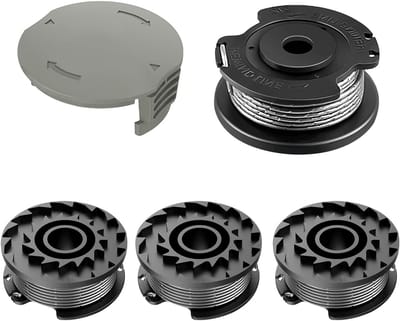 Set van 4 Draadspoelen met Diameter 1,65 mm en 4,9 m Lengte + 1 Deksel voor Grastrimmer Accessoires, Geschikt voor Bosch Art 23 SL/26 SL en EasyGrassCut Modellen