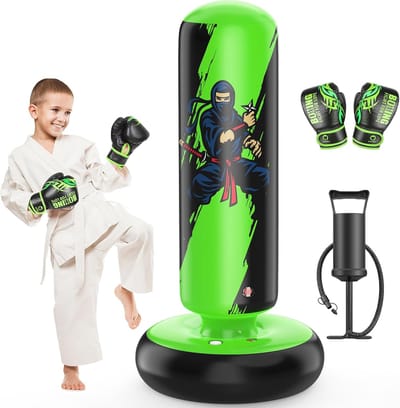Opblaasbare bokszak voor kinderen 66 inch - met bokshandschoenen - jongens en meisjes 6-12 jaar - geschenken