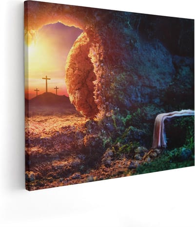 Artaza Canvas Schilderij Opstanding - 50x40 cm - Christelijke Wanddecoratie - Muurdecoratie Kruisen - Kamer Accessoires Spiritueel