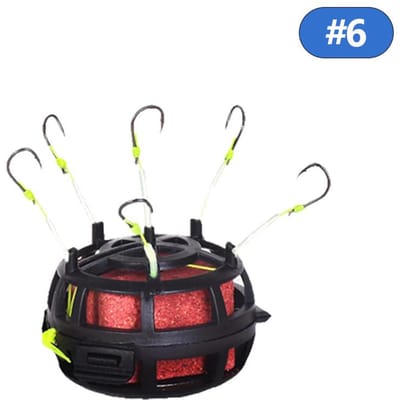Hameçon à corde Cage à appâts Pêche 6 Hameçons Acier au carbone Bas de ligne Plomb Feeder Nouveau design Forme d'appât carré Cage à appâts à ressort de pêche 1pc: #6