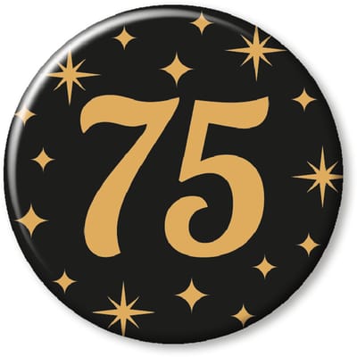 BTH - Buttons - 75 Jaar - Goud-Zwart - Badge - Speld - Verjaardag - Decoratie - Versiering - 75 Jaar Verjaardag - Button