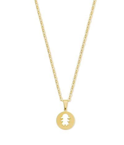 CO88 Collection 8CN-26438 Stalen Ketting met Hangertje - Meisje - 15mm - 40+5cm - Ankerschakel - 1,5mm - Cadeau voor haar - Staal - Goudkleurig