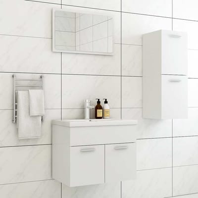 vidaXL - Badkamermeubelset - bewerkt - hout - wit