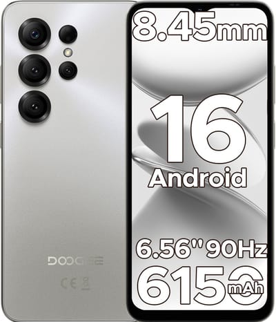 DOOGEE Note 56X - Smartphone - Android 16 - 24 GB RAM + 64 GB ROM / TF 2 TB - Octa core processor - 6,56 inch HD+ 90 Hz - 8 MP camera - 6150 mAh - 4G dual SIM - Face ID - GPS - OTG - Natuurlijke