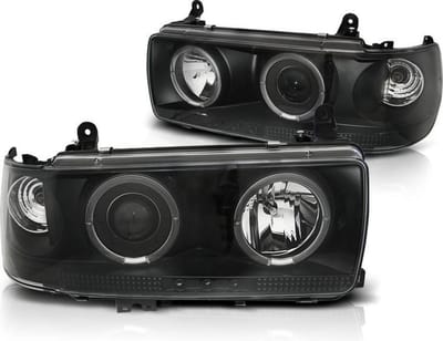 Koplampen dual halo rims TOYOTA LAND CRUISER FJ 80 90-97 ZWART