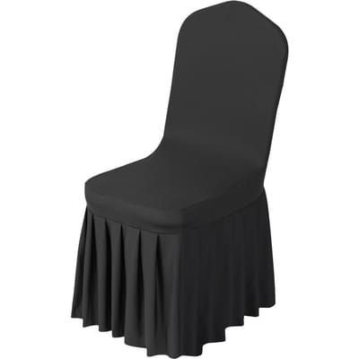30 Stuks Zwarte Stoelhoezen, Polyester Spandex Stoelhoes, Stretch Overtrekken voor Bruiloft Feest Diner Banket Platte Voorkant Stoelhoezen, Past op Stoel