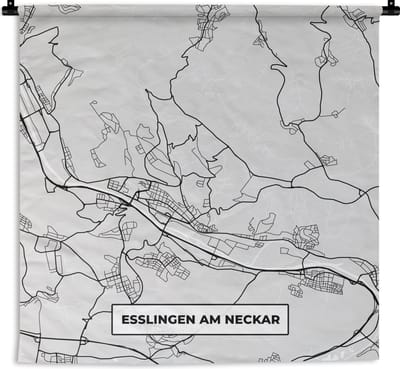 Wandkleed - Wanddoek - Duitsland - Plattegrond - Esslingen Am Neckar - Kaart - Stadskaart - 180x180 cm - Wandtapijt