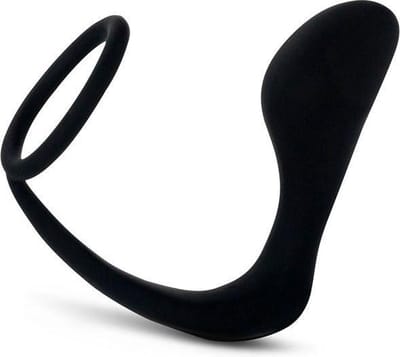 Willie Toys Anaalplug met Cockring - Lengte: 8 cm, Diameter: 3,2 cm - Kleur: Zwart - Ultra zacht