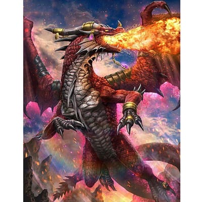 Peinture diamant thème  Dragon de feu en colère , perceuse ronde complète 5d, motifs de broderie en point de croix, décoration de maison 30X40CM