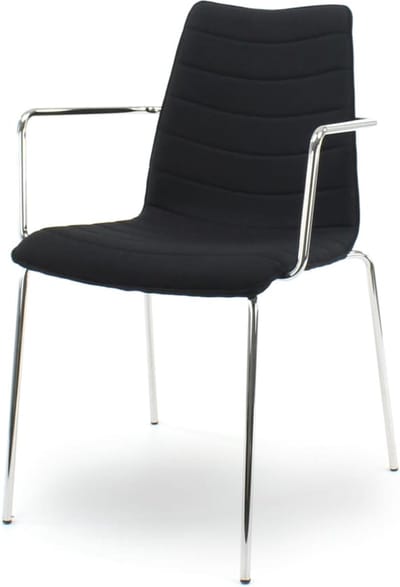 Workliving Verona Eetkamerstoel / Vergaderstoel met Armleuning - Zwart Mirage - Chroom onderstel
