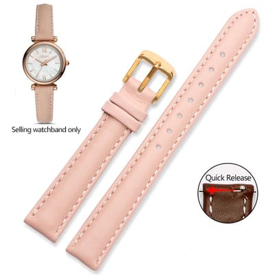Echt lederen horlogeband voor Casio Citizen Fossil Effen horlogeband Folli Damesarmband Blauw Roze Bruin 14mm 16mm 18mm 20mm 12mm beige