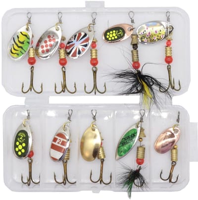 BRENZOOS- Aasvishaken Set van 10 Stuks - Drielingen - Metalen Spinner - Vissensnoer - Hoogwaardige Accessoires - Duurzaam en Effectief - Visaas