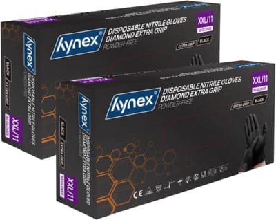 Hynex Diamond Extra Grip Nitrile PF (2x stuk) 8,0 gr - XXL - Black – 50 box