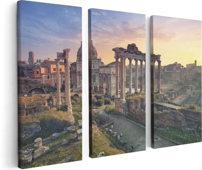 Artaza Canvas Schilderij Drieluik Romeins Architectuur in Rome, Italië - 120x80 - Foto Op Canvas - Canvas Print