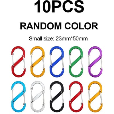 5/10 STuks S Dubbele Karabiner Set Camping EDC Survival Klimmen Veer Rugzak Sluitingen Sleutelhanger Tactische Uitrusting Haken Sleutelhanger Clip 10pcs  small black