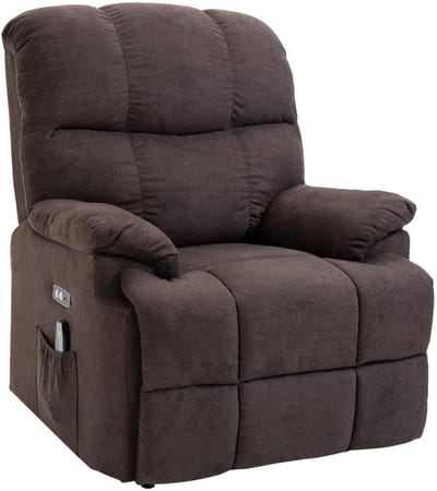 Massagestoel - Relaxfauteuil - Zetel - Sta op stoel elektrisch - 1 persoons - stof - Met armleuning - Zeer comfortabel - Elektrisch - Bruin