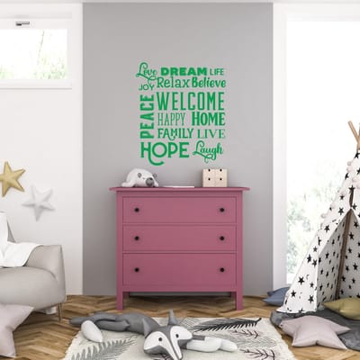 Muursticker - Love Dream Life - 58 x 66 - Groen