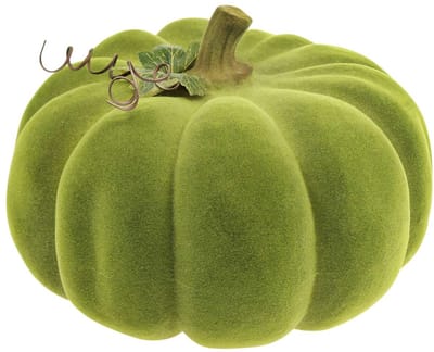 Decoratieve pompoen flocked mosgroen 32cm