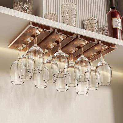 Set van 4 Wijnglashouders, Hangende Glashouder voor Keuken en Bar, Eenvoudige Installatie zonder Boren, Perfect voor Stemglazen en Wijnaccessoires