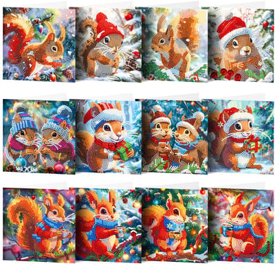 stras Craft Wenskaart, 5D DIY Diamant Schilderij Steentjes, Kerst Wenskaarten voor vrienden en familie