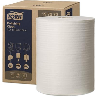 Tork 197270 Reinigingsdoek Tork W1-W2-W3 Premium Poetsdoek 1 laags wit 171 mtr x 32 cm pak à 1 rol/450 vel (197270)