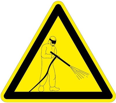 Waarschuwingsbord hogedrukspuit - kunststof 100 mm