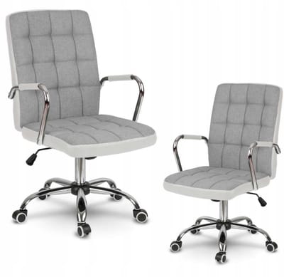 Bureaustoel stof Benton grijs-wit