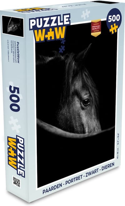 Puzzel Paarden - Portret - Zwart - Dieren - Legpuzzel - Puzzel 500 stukjes