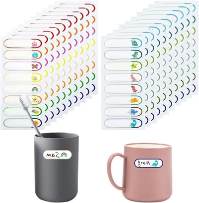 Waterdichte Naamlabels - 160 Duurzame Adhesive Stickers voor Schoolspullen, Flessen en Organisatie (Dino Motief)