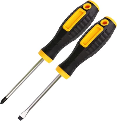 Schroevendraaierset van 4 inch, kruiskop en sleufkop, magnetische schroevendraaierset van 2 stuks, platte kruiskopschroevendraaier, zachte grip, antislip schroevendraaier