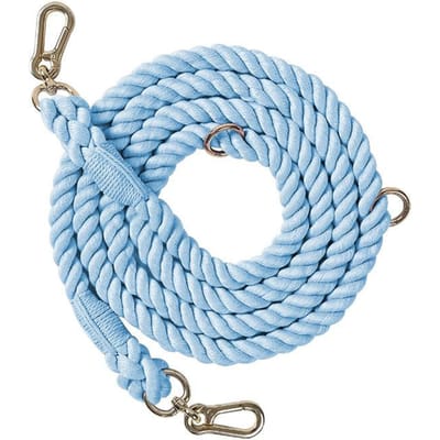 Handgemaakte Hondenriem Multifunctioneel Dubbelkoppig Gevlochten Honden Trainingsriem met Gouden Accessoires 210x1.2cm / 82.7x0.5in white