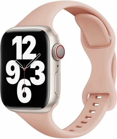 By Qubix - Geschikt voor Apple Watch bandje - Siliconen sportbandje Slim Fit - Lichtroze - Geschikt voor Apple Watch 44mm / 45mm / 46mm / 49mm (Ultra 1,2 en 3) - siliconen sport bandje - smartwatchbandje