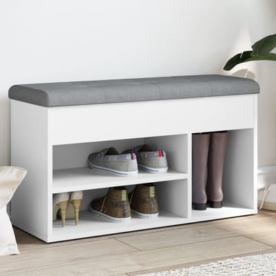 vidaXL - Schoenenbank - Wit - 82x32x45,5 - cm - Bewerkt - Hout