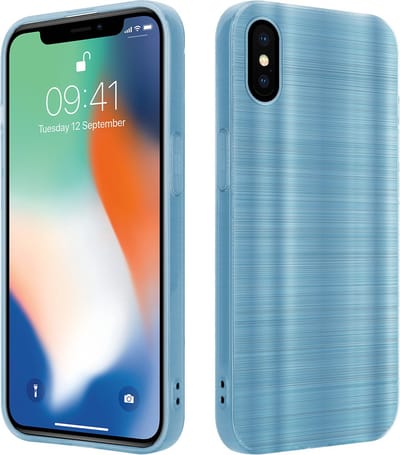 Cadorabo Hoesje geschikt voor Apple iPhone X / XS in Brushed Turqoise - Beschermhoes Case Cover van flexibel TPU silicone in Brushed design