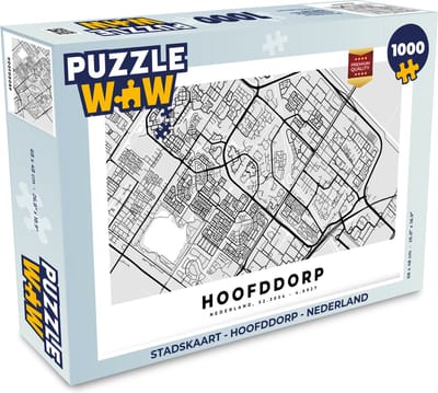 Puzzel Stadskaart - Hoofddorp - Nederland - Legpuzzel - Puzzel 1000 stukjes volwassenen - Plattegrond