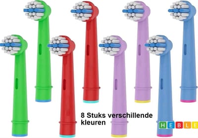 8 Stuks Universele Opzetborstels geschikt voor Oral-B & Braun Kids - Heble®