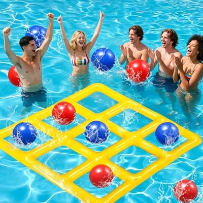 Solidchoice - Opblaasbaar Tic Tac Toe Zwembadspeelgoed met 10 Ballen