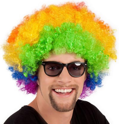 Boland - Pruik Groove multikleur Multi - Afro - Kort - Unisex - Danser/danseres - 70's, 80's & 90's - Disco