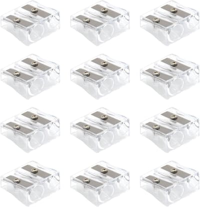 Handmatige Puntenslijpers Set van 12 Stuks met Dubbele Gaten voor Potloden, Oogpotloden en Eyeliners, Ideaal voor Thuis, School en Kantoorgebruik